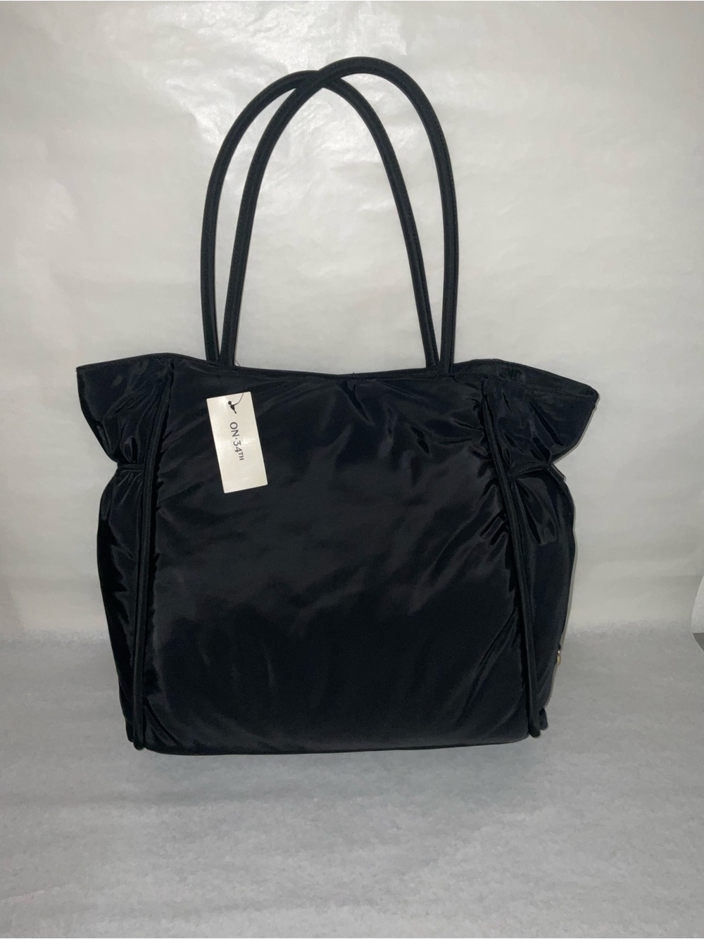 Black On-Trend Nylon Tote with Double Shoulder Straps